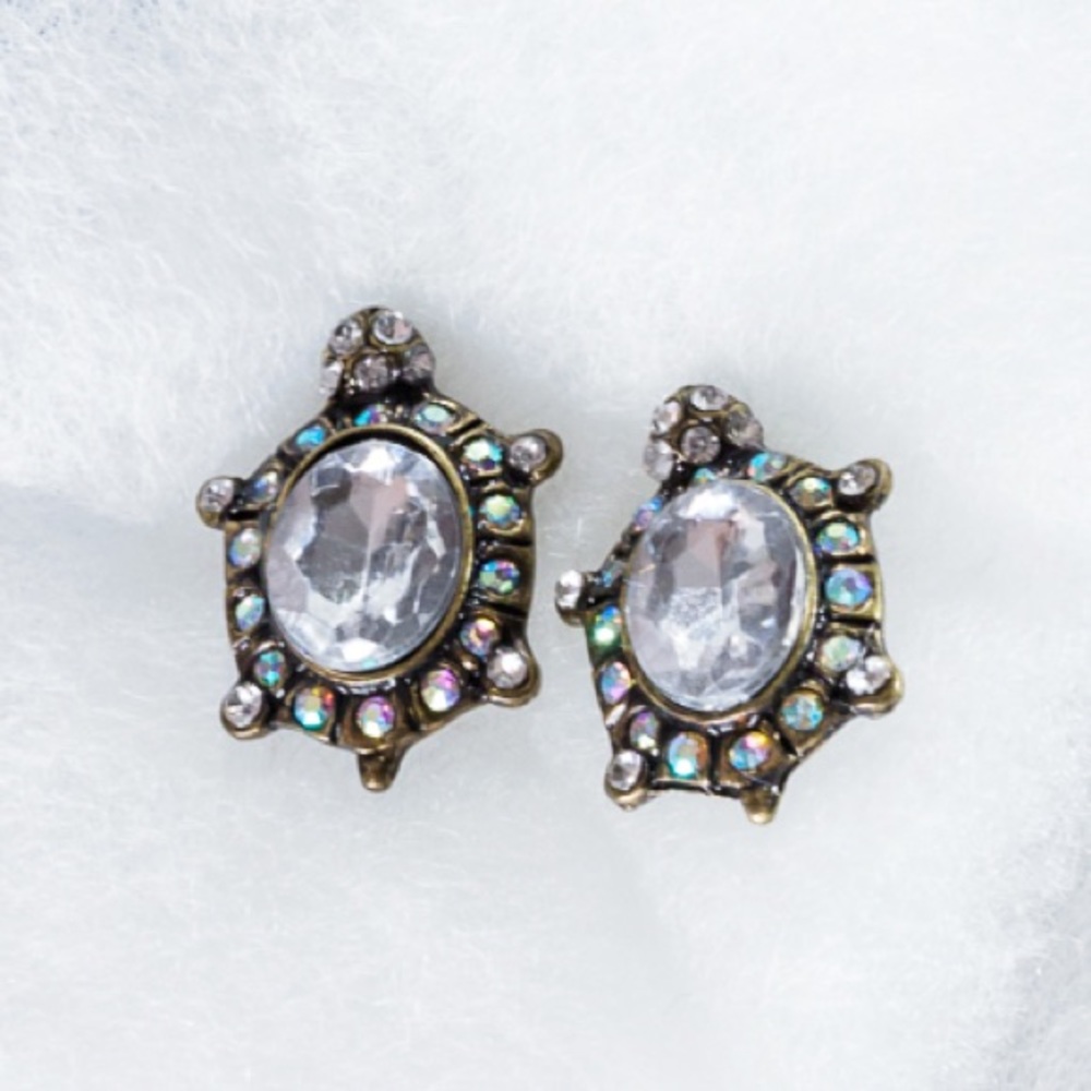 A&C AB crystal turtle earrings EUC